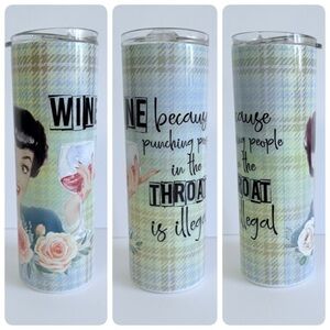 Plaid Wine Tumbler with Humorous Quote